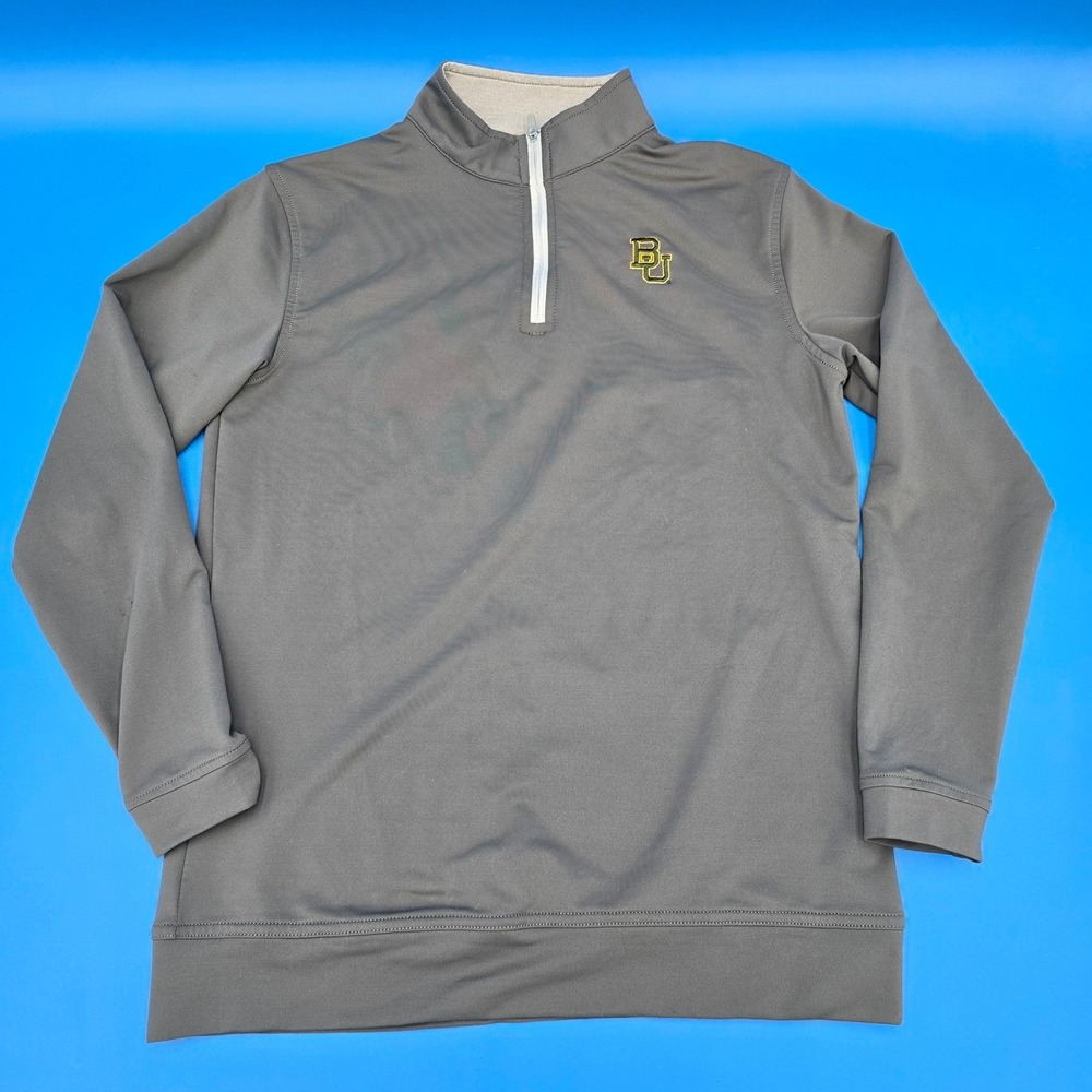 Peter Millar Gray Baylor Bears Quarter Zip Pullover Sweatshirt Kids L